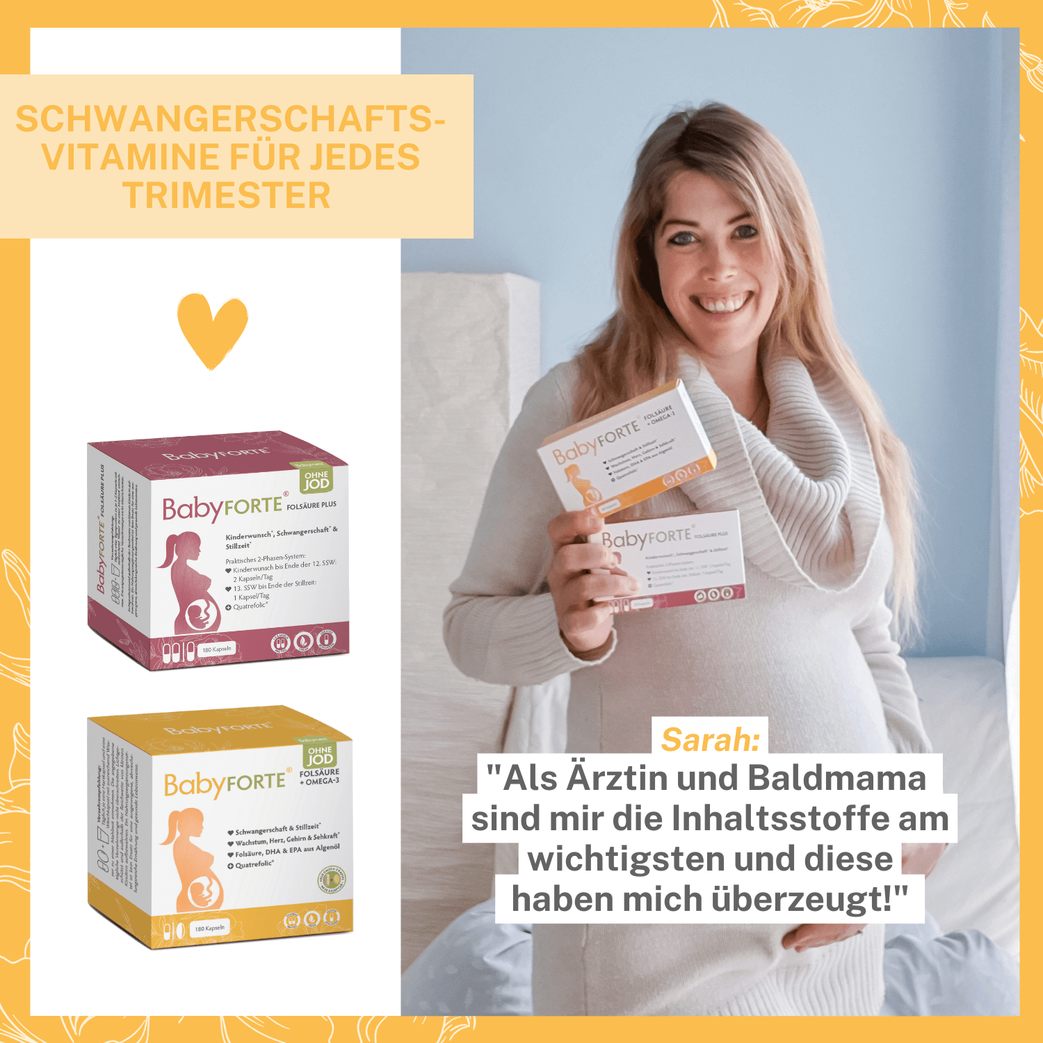 BabyFORTE Folsäure + Omega-3 ohne Jod mit BabyFORTE FolsäurePlus ohne Jod