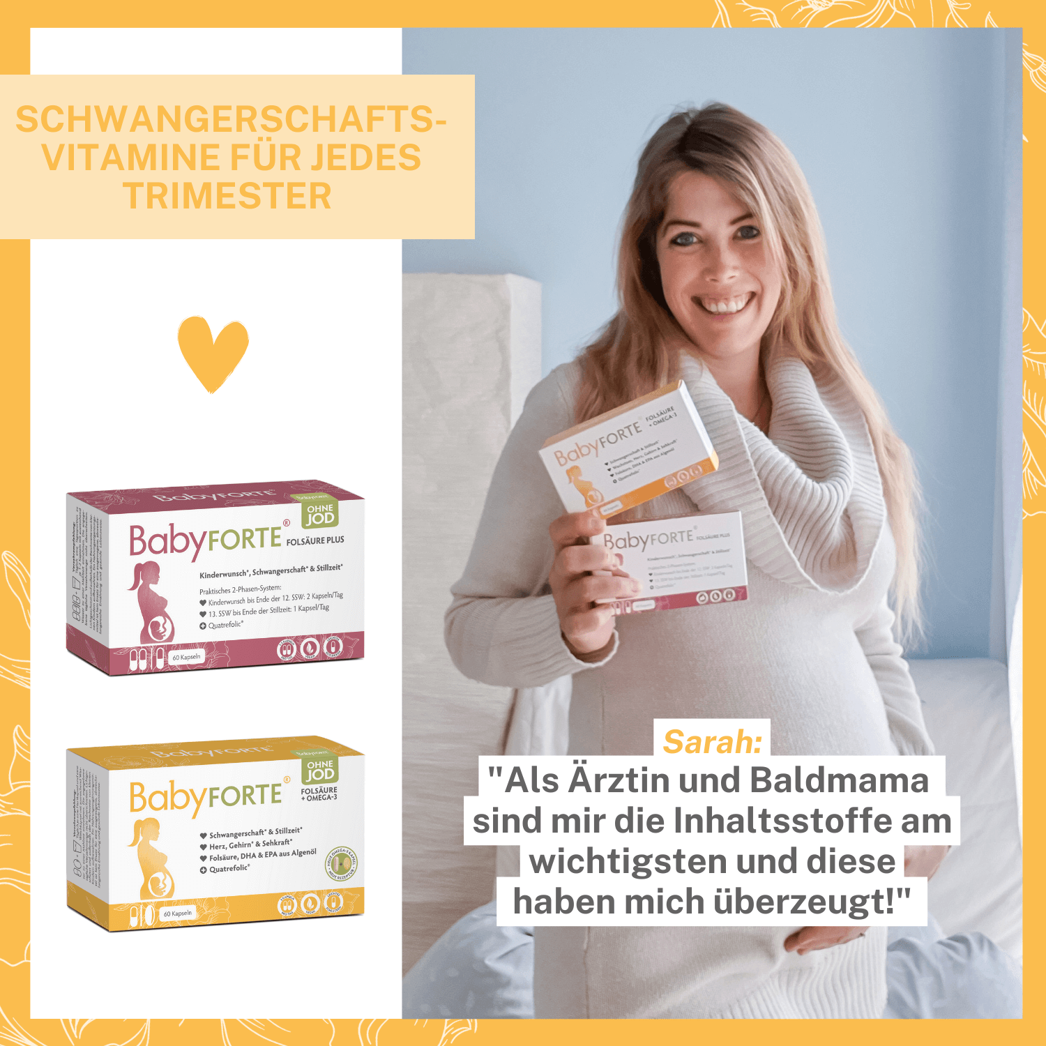 BabyFORTE Folsäure + Omega-3 ohne Jod mit BabyFORTE FolsäurePlus ohne Jod