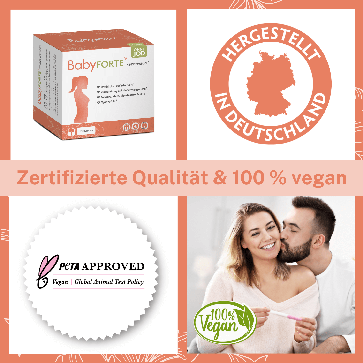 BabyFORTE Kinderwunsch ohne Jod, 18 Mikronährstoffe, Maca, Myo-Inositol, Q10, Vitamin D