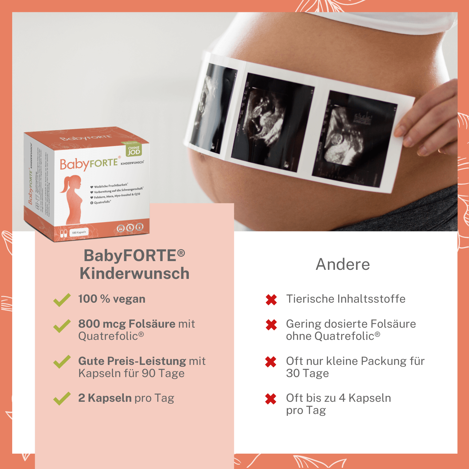 BabyFORTE Kinderwunsch ohne Jod im Vergleich mit anderen Kinderwunsch-Vitaminen