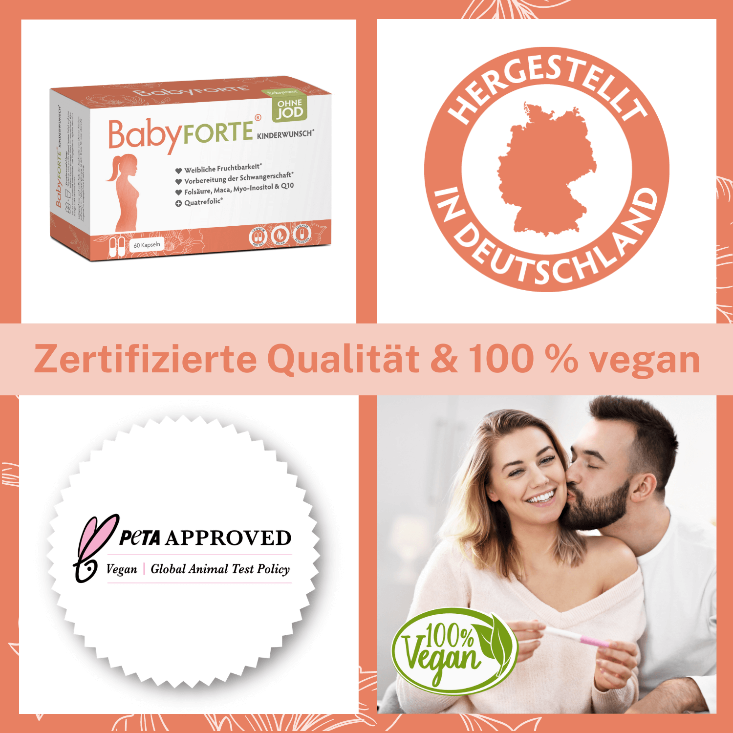 BabyFORTE Kinderwunsch ohne Jod, 18 Mikronährstoffe, Maca, Myo-Inositol, Q10, Vitamin D