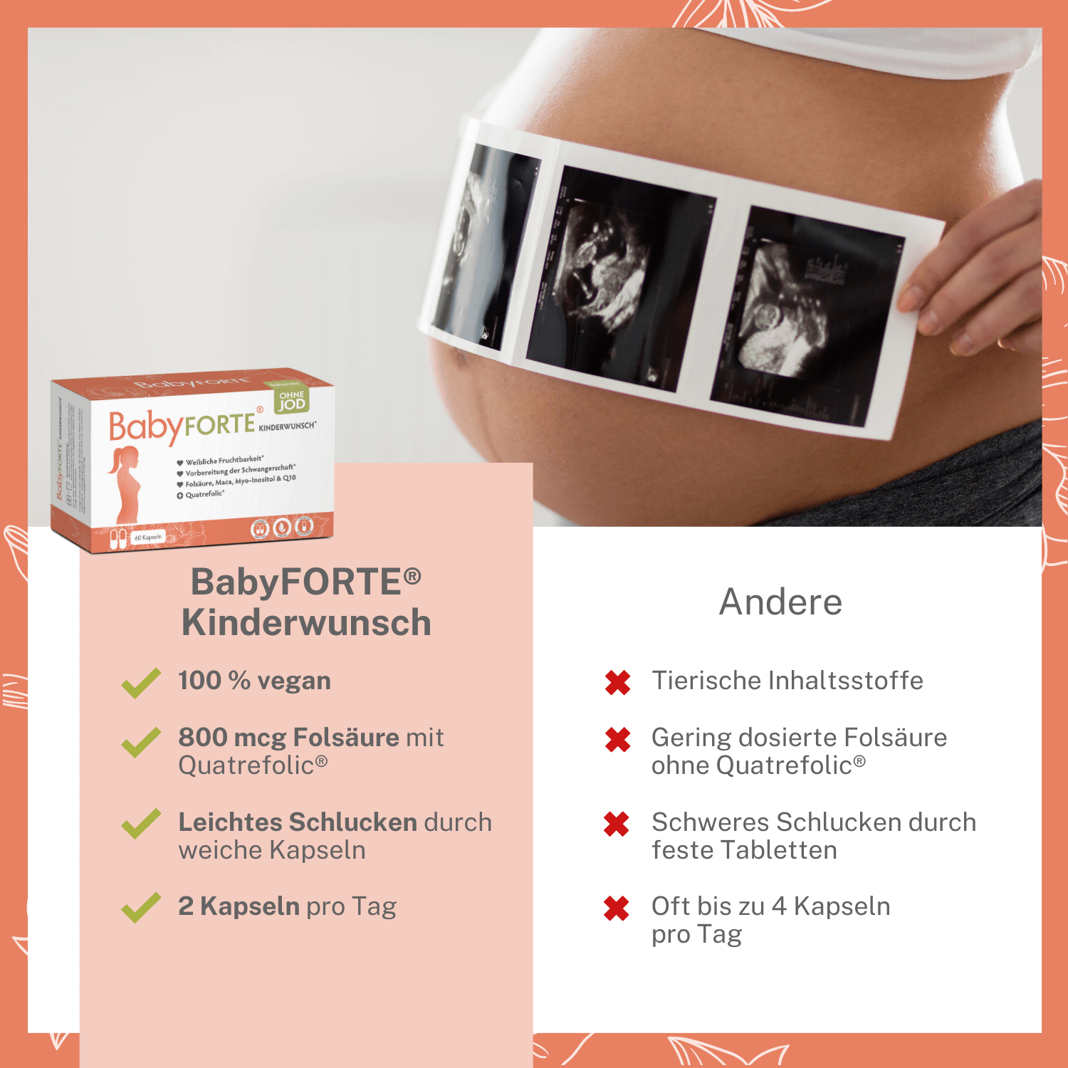BabyFORTE Kinderwunsch ohne Jod im Vergleich mit anderen Kinderwunsch-Vitaminen