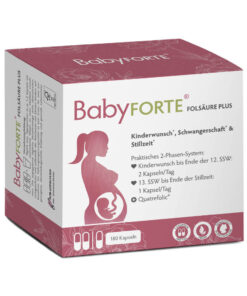 BabyFORTE FolsäurePlus, 180 Kapseln, Vorderseite Verpackung