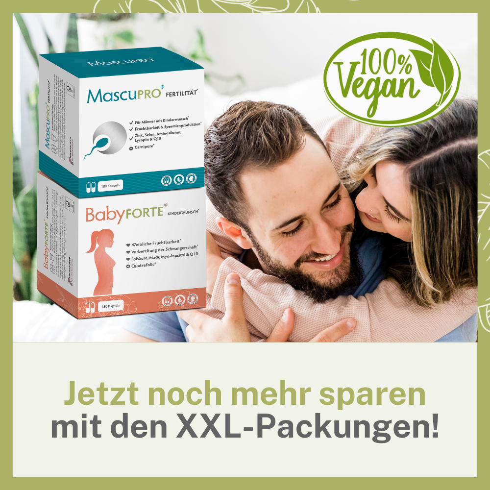 BabyFORTE Kinderwunsch-Duo gibt es auch als Großpackung mit 180 Kapseln für 90 Tage