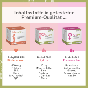 BabyFORTE Kinderwunsch Komplett-Paket – Inhaltsstoffe in getesteter Qualität, Kinderwunsch, Zyklus, Frauenzauber