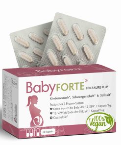 BabyFORTE FolsäurePlus, 60 Kapseln, Vorderseite Verpackung