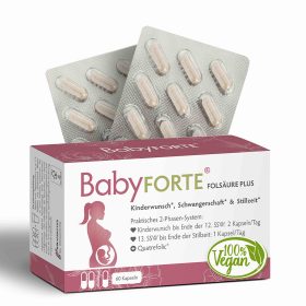 BabyFORTE FolsäurePlus, 60 Kapseln, Vorderseite Verpackung