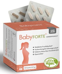 BabyFORTE Kinderwunsch ohne Jod, 180 Kapseln, Vorderseite Verpackung