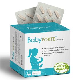 BabyFORTE Stillzeit, 180 Kapseln, Vorderseite Verpackung, Dose