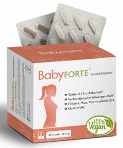 BabyFORTE Kinderwunsch, 180 Kapseln, Vorderseite Verpackung