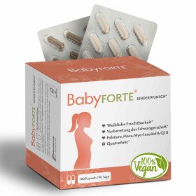 BabyFORTE Kinderwunsch, 180 Kapseln, Vorderseite Verpackung