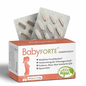 BabyFORTE Kinderwunsch, 60 Kapseln, Vorderseite Verpackung