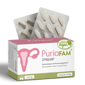 PuriaFAM Zyklus, 60 Kapseln, Vorderseite Verpackung